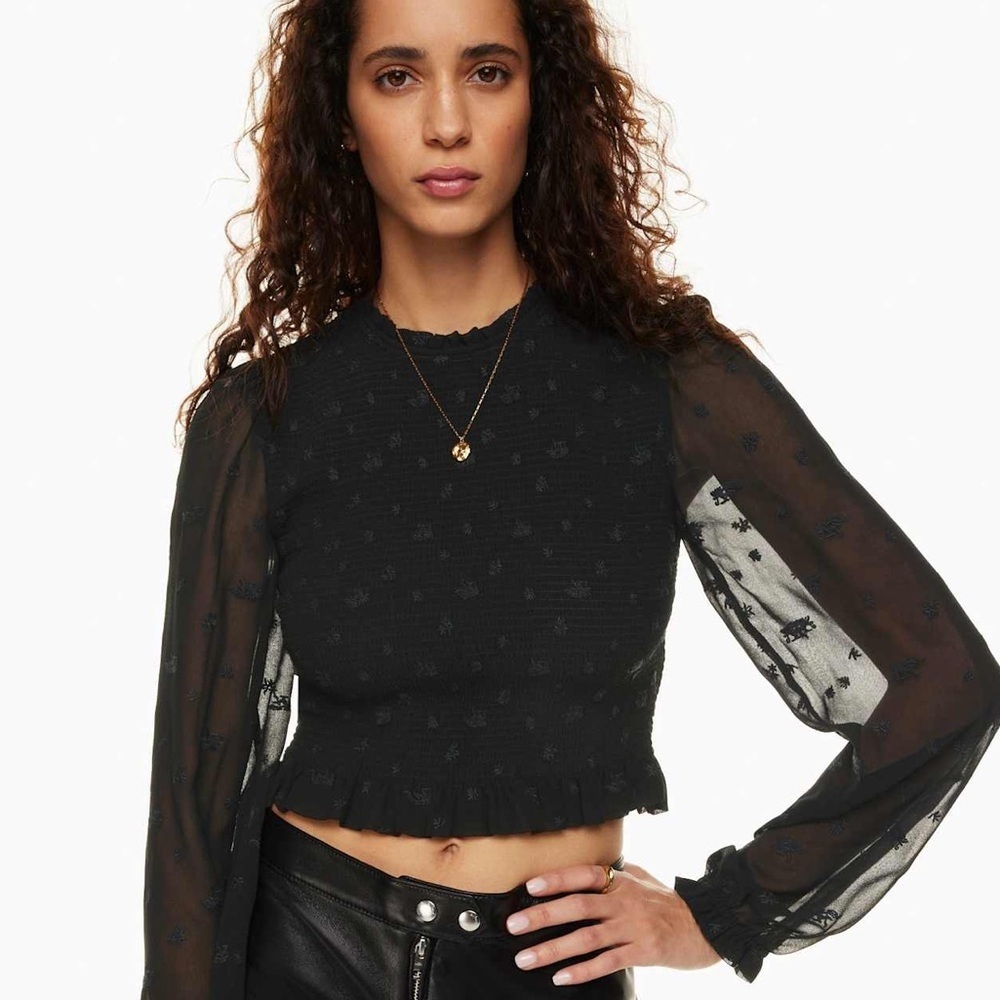 Wilfred Aritzia Tempest Smocked Chiffon Blouse Size Small NWT